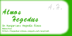 almos hegedus business card